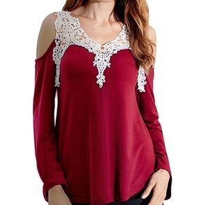 Zanzea | Cold shoulder Lace top